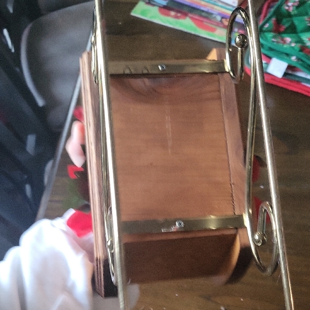 Festive Wooden Sleigh with Faux Floral Accents - Picture 3 of 3